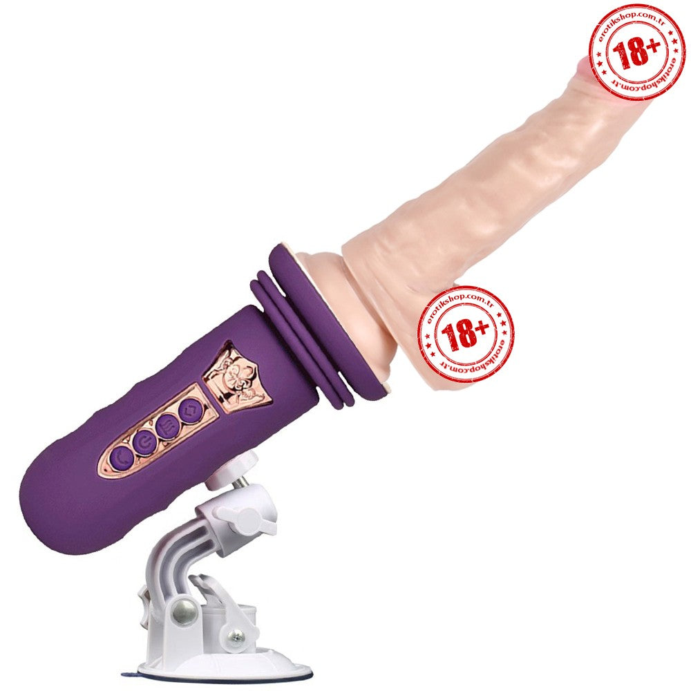 Erox Suction Cup Sex Machine Realistik Penis Uyumlu Seks Makinesi-Purple