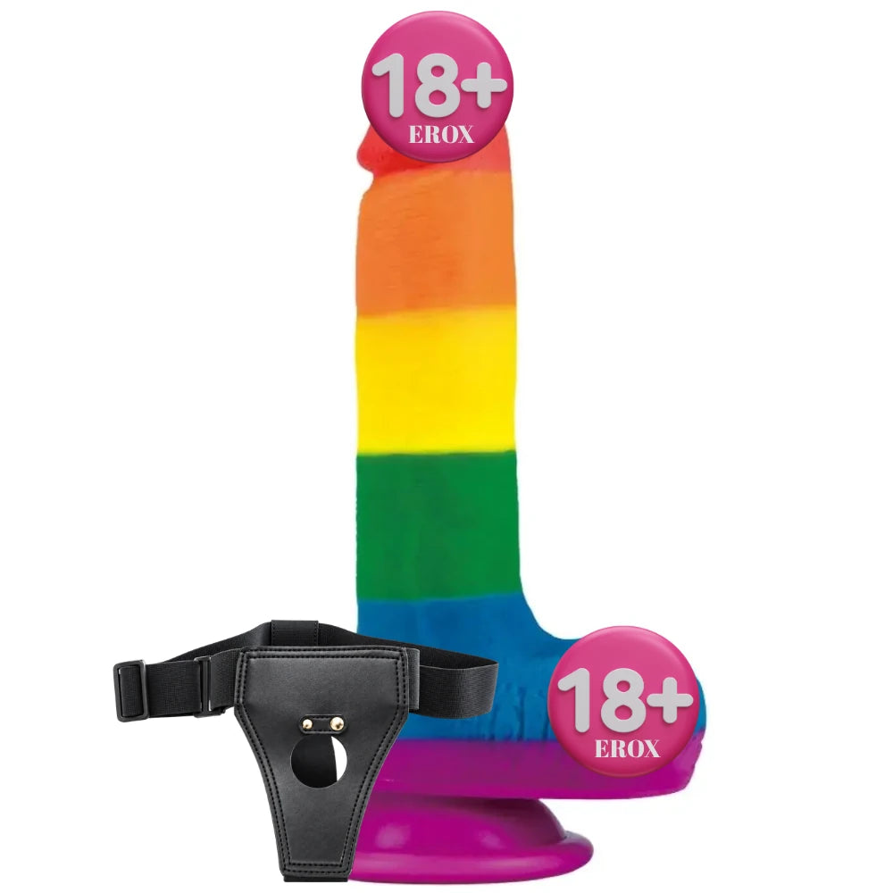 Lovetoy Prider Dildo 19.5 cm Belden Bağlamalı Renkli Realistik Penis LV410026