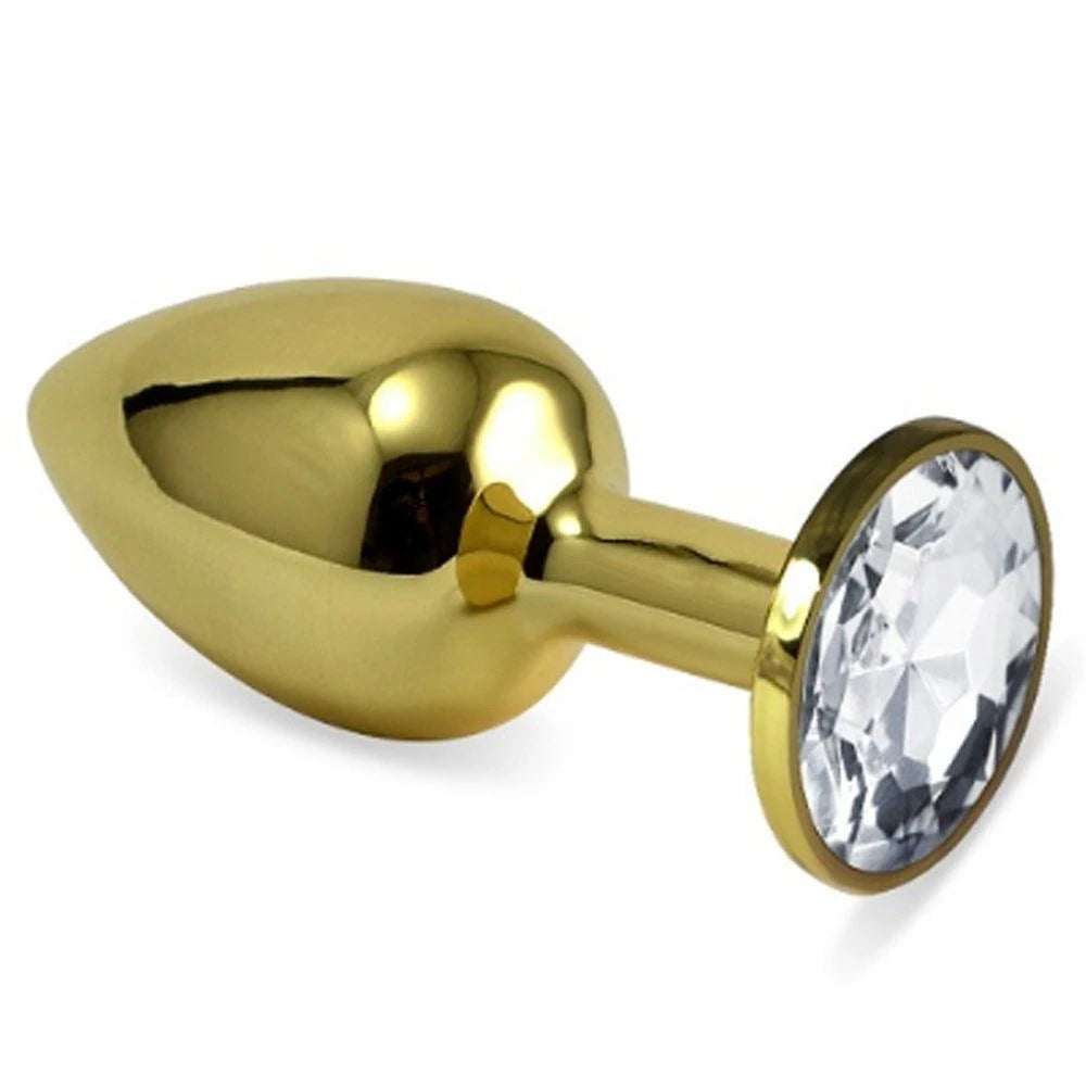 Frowzer Gold Medium Beyaz Kristal Taşlı Metal Anal Plug