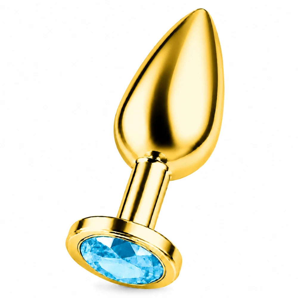 Frowzer Anal Fantasy Luxury Diamond Gold Çelik Mavi Taşlı Metal Anal Plug – Large