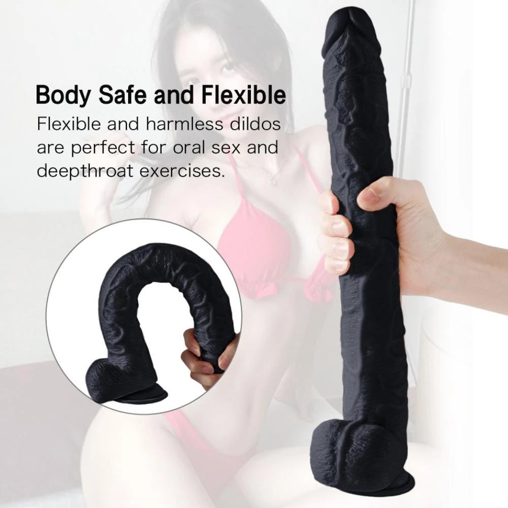 Xise Dildo Series Huoer Flexible 43 cm Realistik Büyük Penis XS-WBC10068-Black