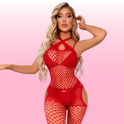 Frowzer She Fantasy Wear File Özel Bölgesi Açık Fantezi Vücut Çorabı-Red