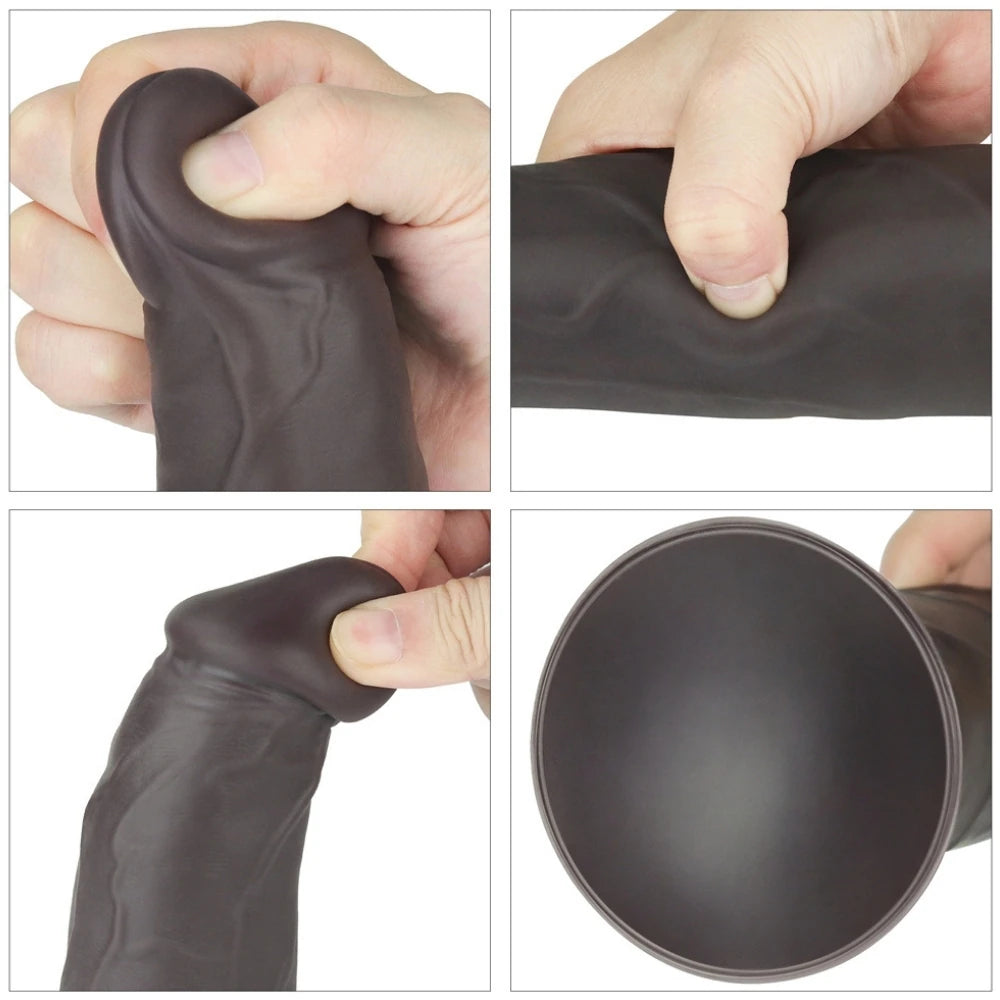 Lovetoy Dual Layered Silicone Rotator Black 23 Cm Hareketli Realistik Penis LV410221