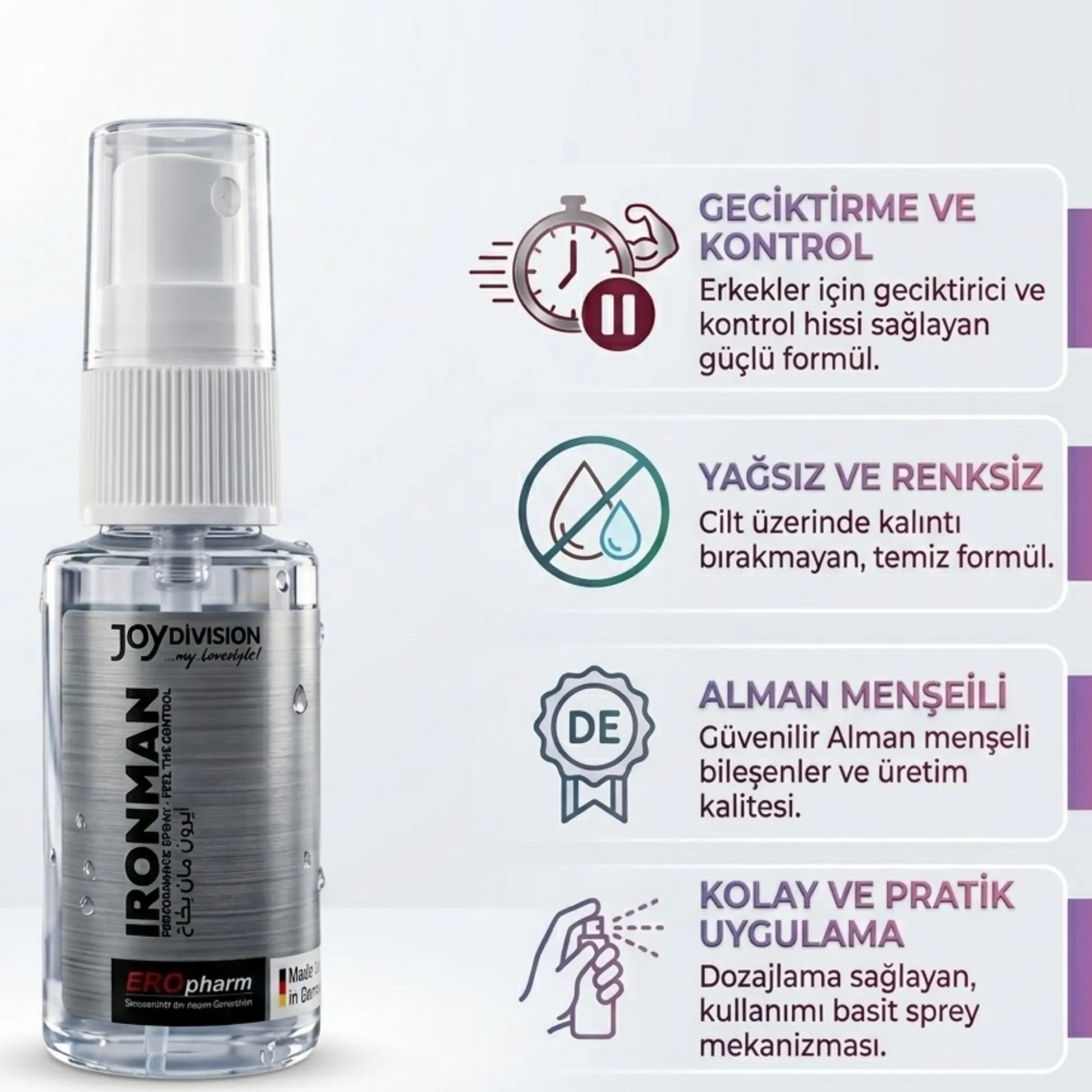 Joy Division İronman Performance Spray Feel The Control Alman Penis Sprey 30 ml