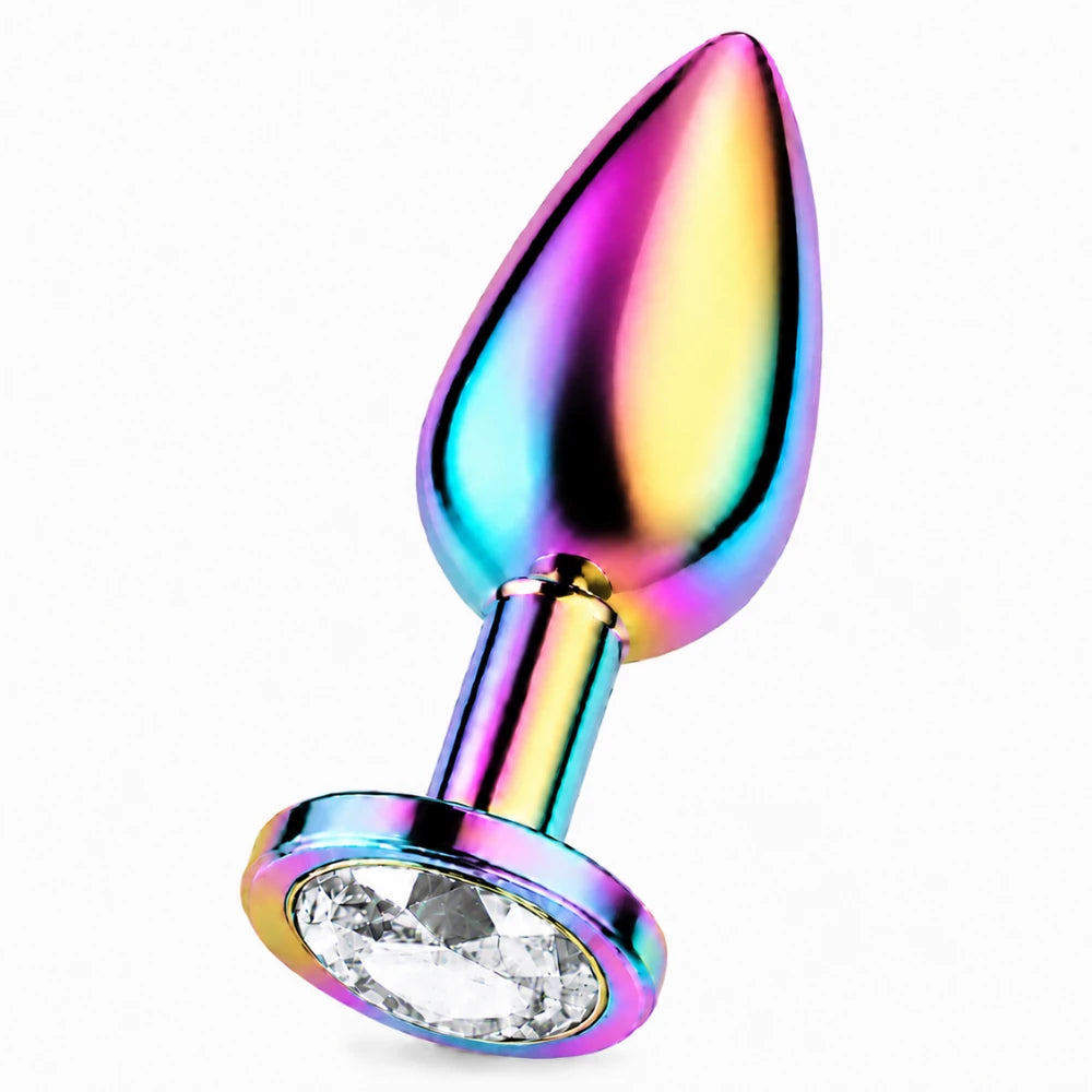 Frowzer Anal Fantasy Rainbow Hot & Cooling Beyaz Taşlı Metal Anal Plug – Medium