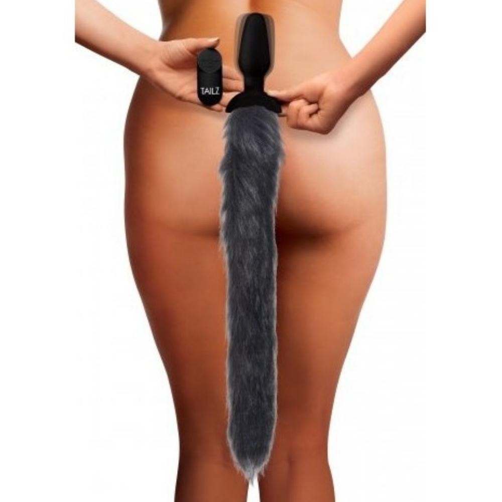 Xr Tailz Waggerz Grey Titreşimli Uzaktan Kumandalı Kuyruklu Anal Plug