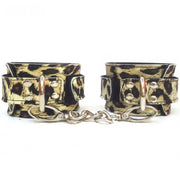 Frowzer Fetish Love Game Leather Hand Cuffs Deri Kelepçe-Leopar