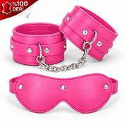 Frowzer Fetish Love Game %100 Gerçek Deri El Bilek Kelepçesi ve Maske-Pembe