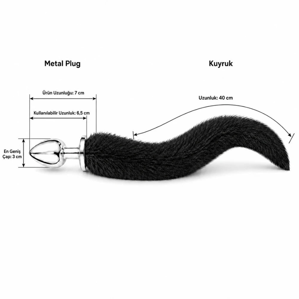 Frowzer Anal Fantasy Tail Siyah Tilki Kuyruklu Metal Anal Plug