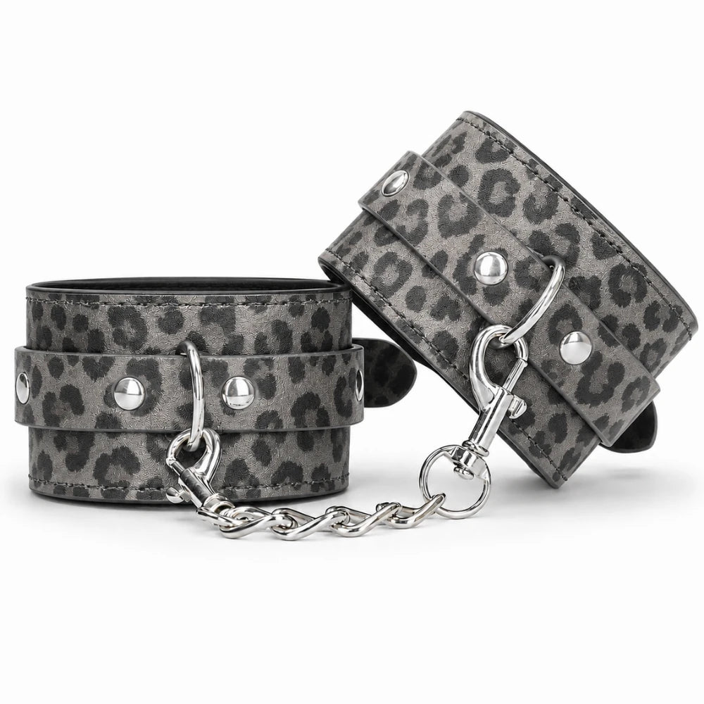 Frowzer Fetish Love Game Leather Hand Cuffs Deri Kelepçe-Leopar