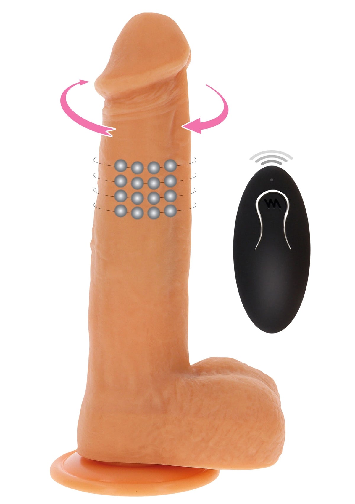 ToyJoy Naked Beaded Dildo Silicone Dönebilen Hareketli Kemerli Penis 21 Cm