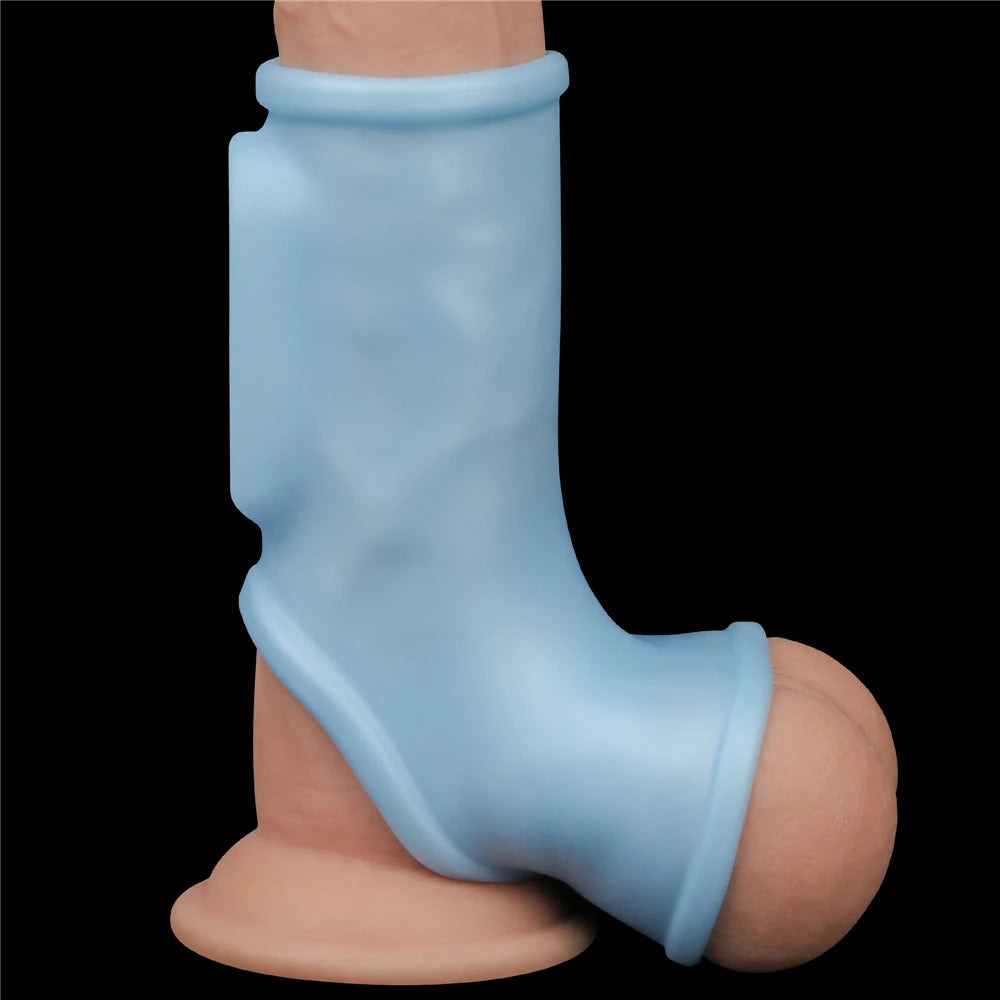 Lovetoy Vibrating Silk Knights Ring Scrotum Sleeve Titreşimli Penis Kılıfı LV343125