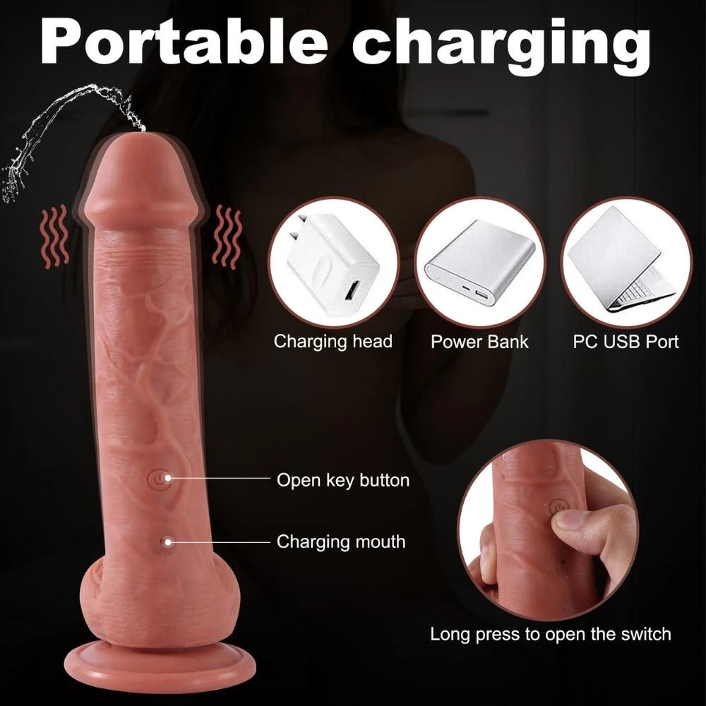 Shequ Dave Vibrating Dildo 21.5 Cm Kemerli Boşalabilir Realistik Penis SQ-WBD10142-V