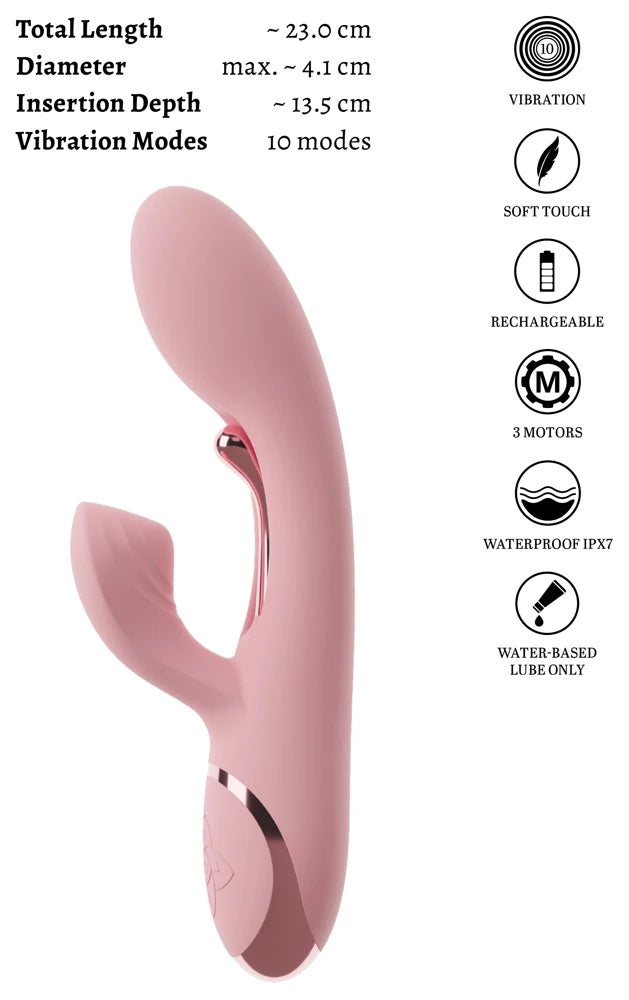 Beau Coeur Avenor Metal Dilli ve Climax Tuşlu 3 Motorlu Rabbit Vibratör