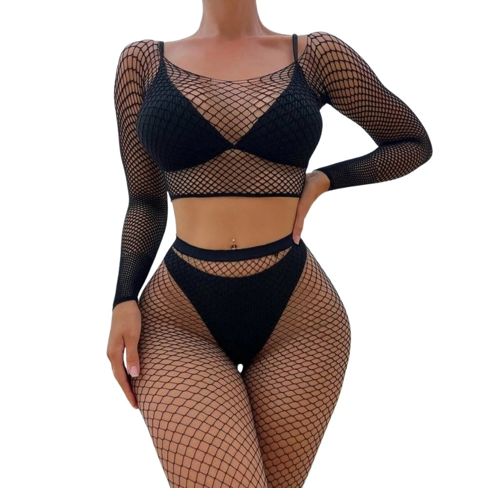Frowzer Fantasy Wear File Çorap Büstiyer Takım Seksi Vücut Çorabı