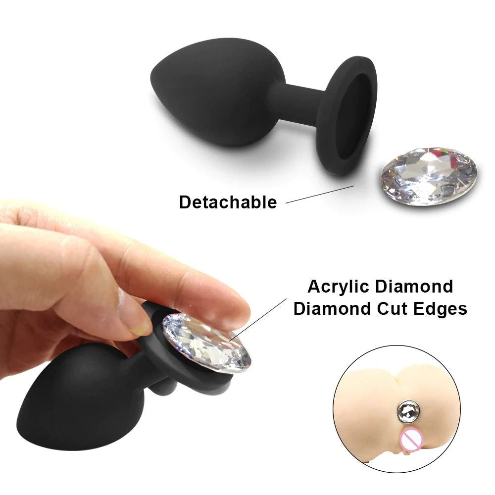 Frowzer Safe Body Black Silicone Large Mavi Taşlı Silikon Anal Plug