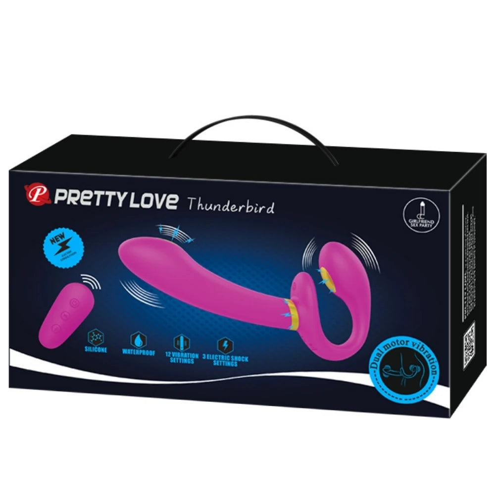Pretty Love Thunderbird Elektro Şok Strapless Strapon BW-022068W