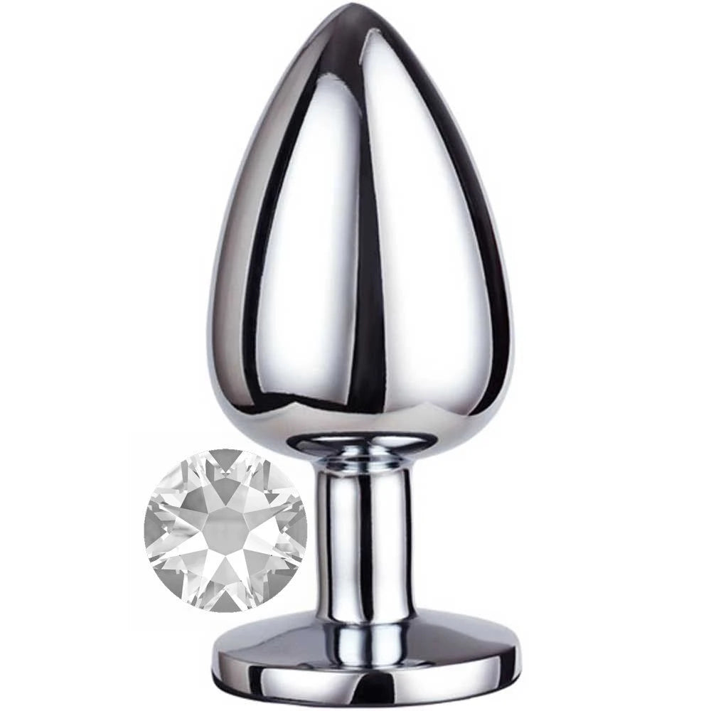 Frowzer Luxury Silver Beyaz Taşlı Büyük Metal Anal Plug