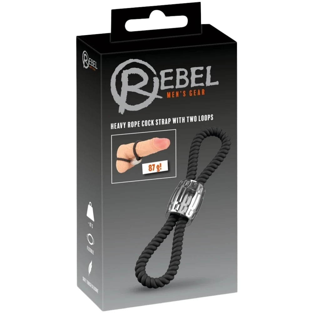 Rebel Men’s Gear Heavy Rope Cock Strap With Two Loops Ağırlıklı Penis Halkası