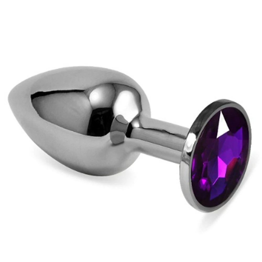 Frowzer Luxury Silver Mor Taşlı Büyük Metal Anal Plug