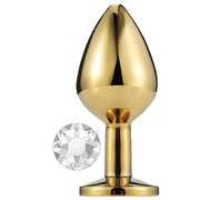 Erox Gold Medium Beyaz Kristal Taşlı Metal Anal Plug