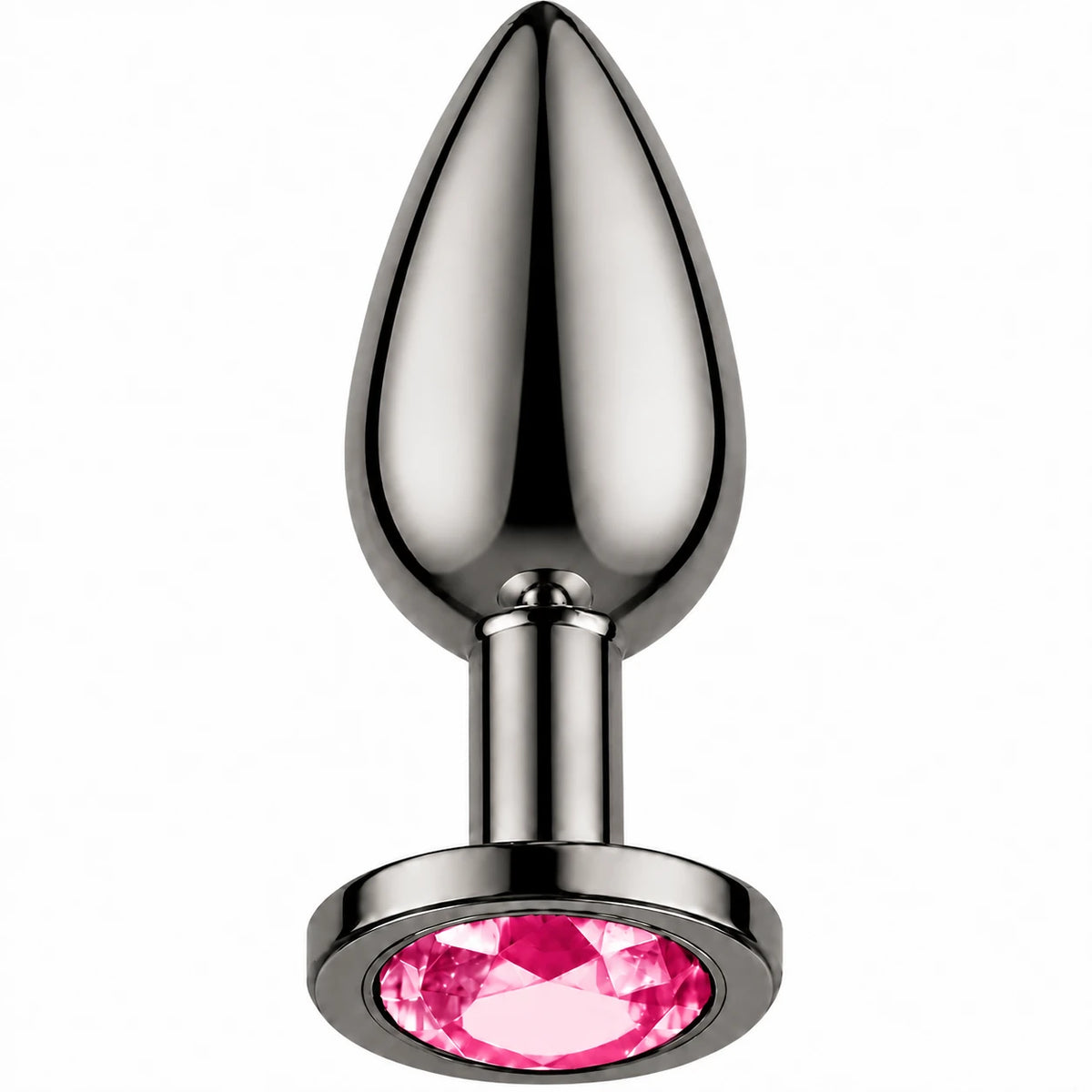 Frowzer Anal Fantasy Gri Metal Pembe Taşlı Lüks Çelik Anal Plug – Large
