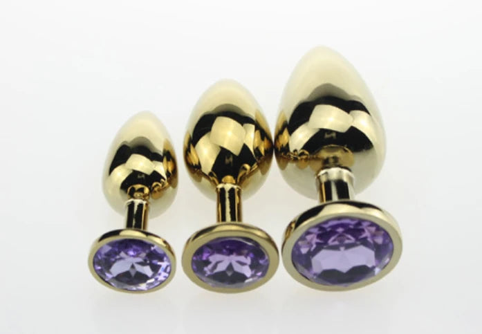 Frowzer Gold Medium Mor Kristal Taşlı Metal Anal Plug