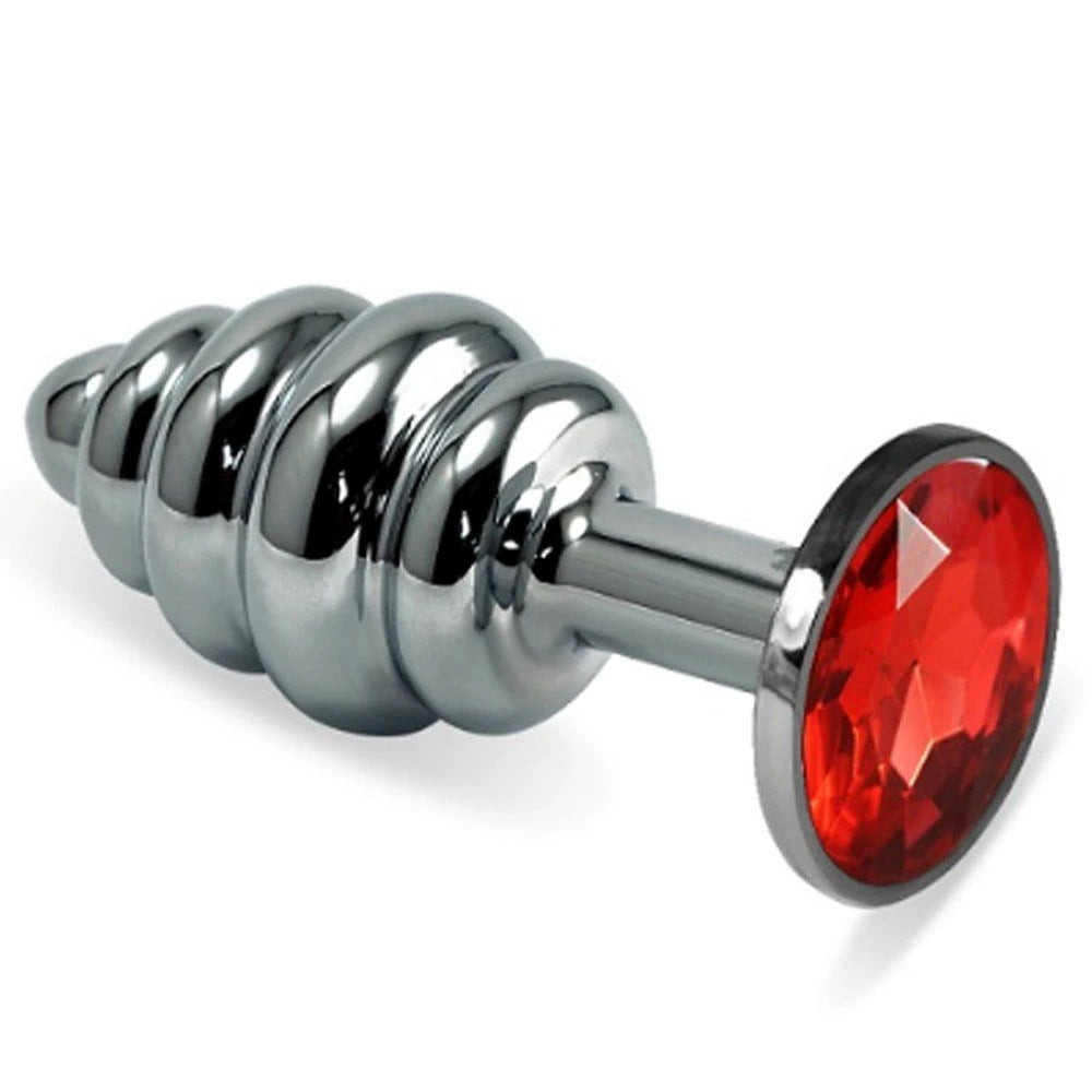 Frowzer Silver Medium Kırmızı Taşlı Boğumlu Anal Alıştırıcı Metal Plug