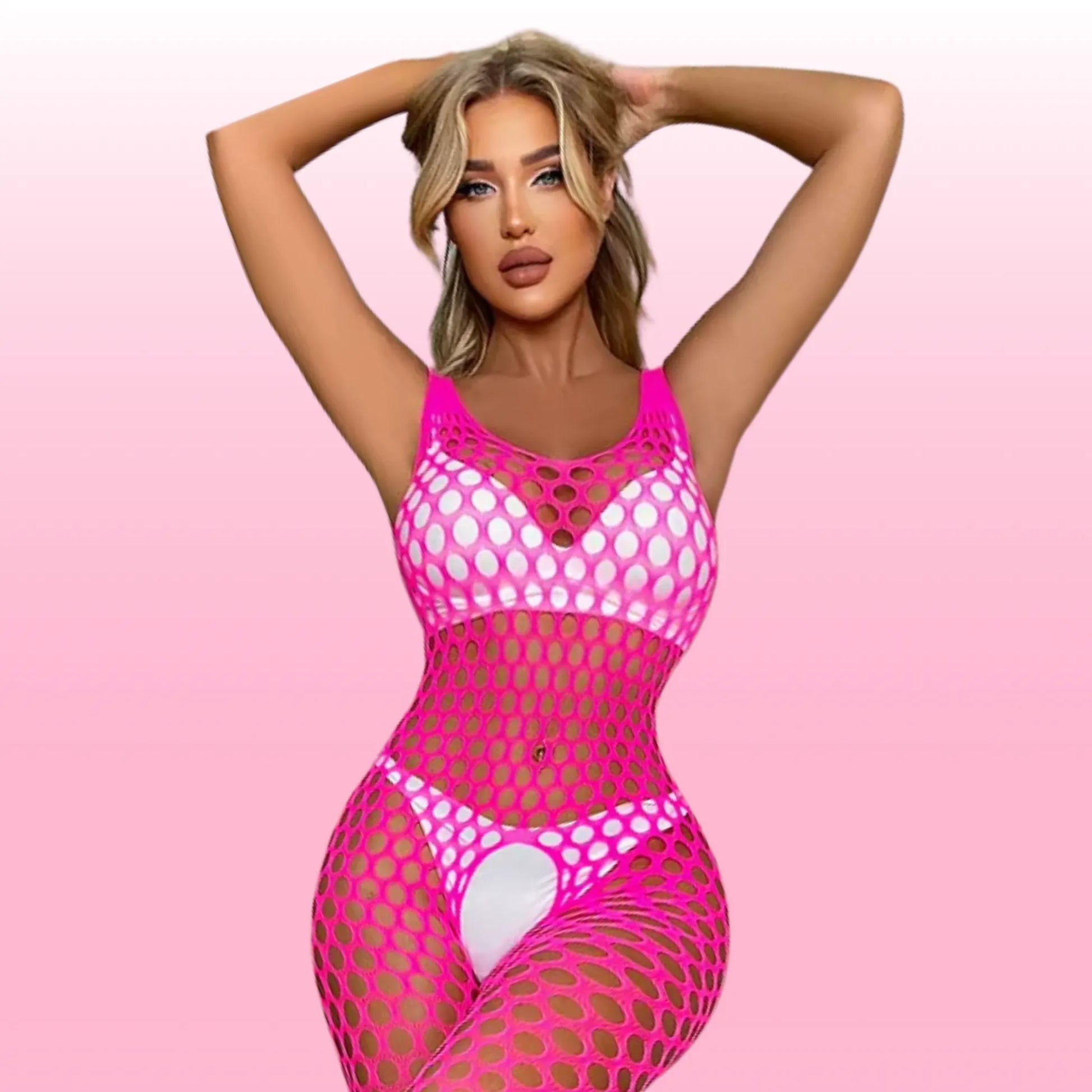 Erox She Sein Fishnet Seksi Vücut Çorabı-Pembe
