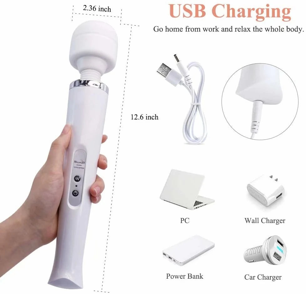 Frowzer Magic Massager White Profesyonel 10 Modlu Güçlü Masaj Aleti