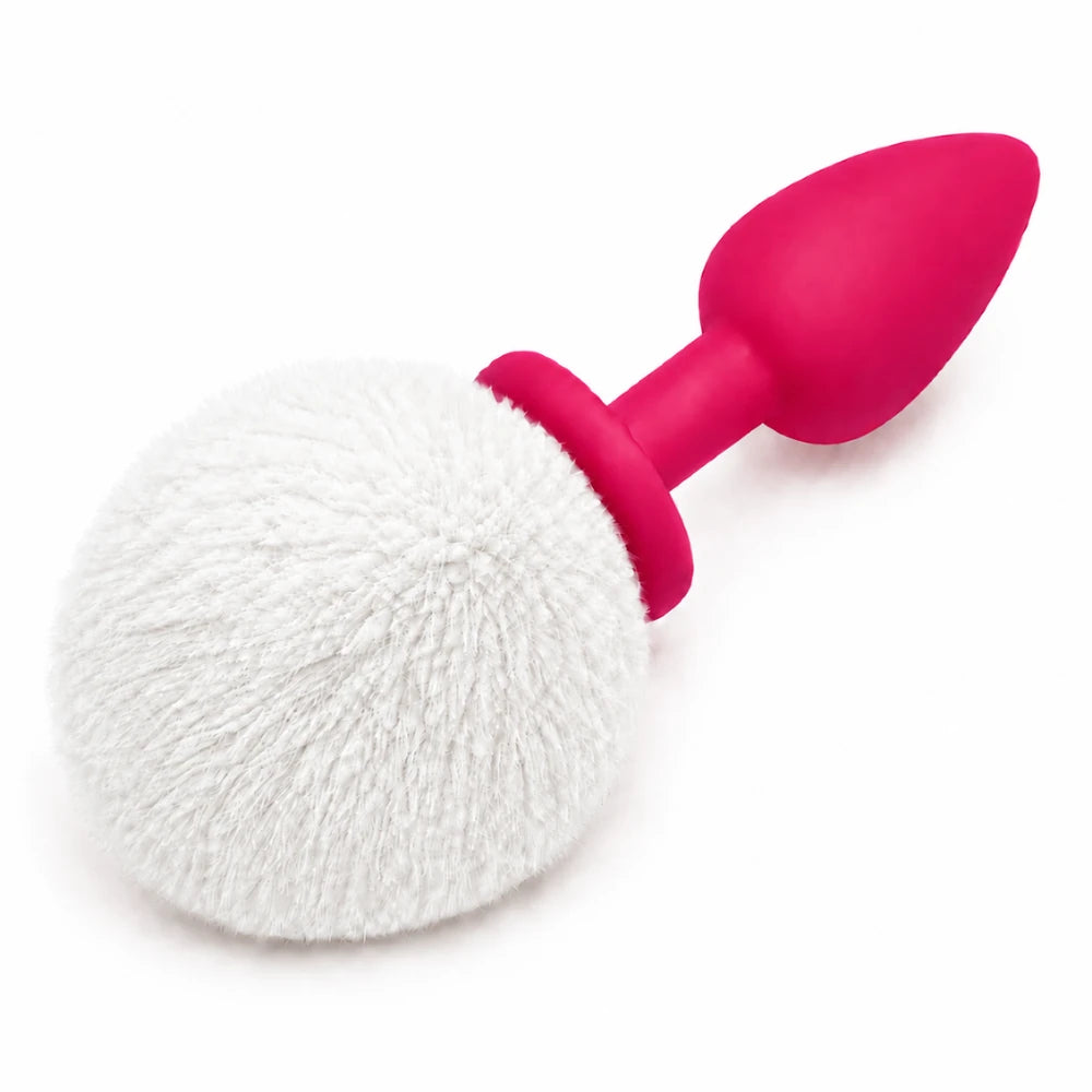 Frowzer Anal Fantasy Yumuşak Silikon Beyaz Ponpon Peluş Anal Plug-Pink