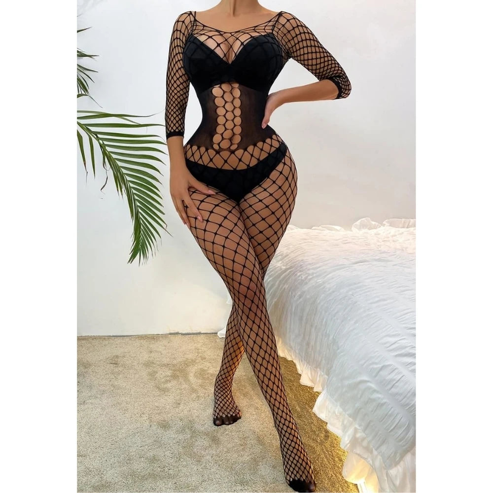Frowzer She Fantasy Wear Dekolteli Seksi Siyah Vücut Çorabı