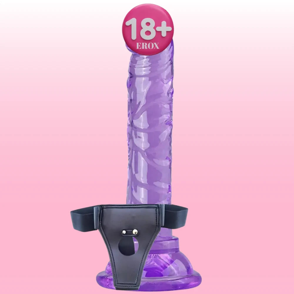 Frowzer Jelly Strap-On 14.5 cm Balden Bağlamalı Realistik Penis-Purple