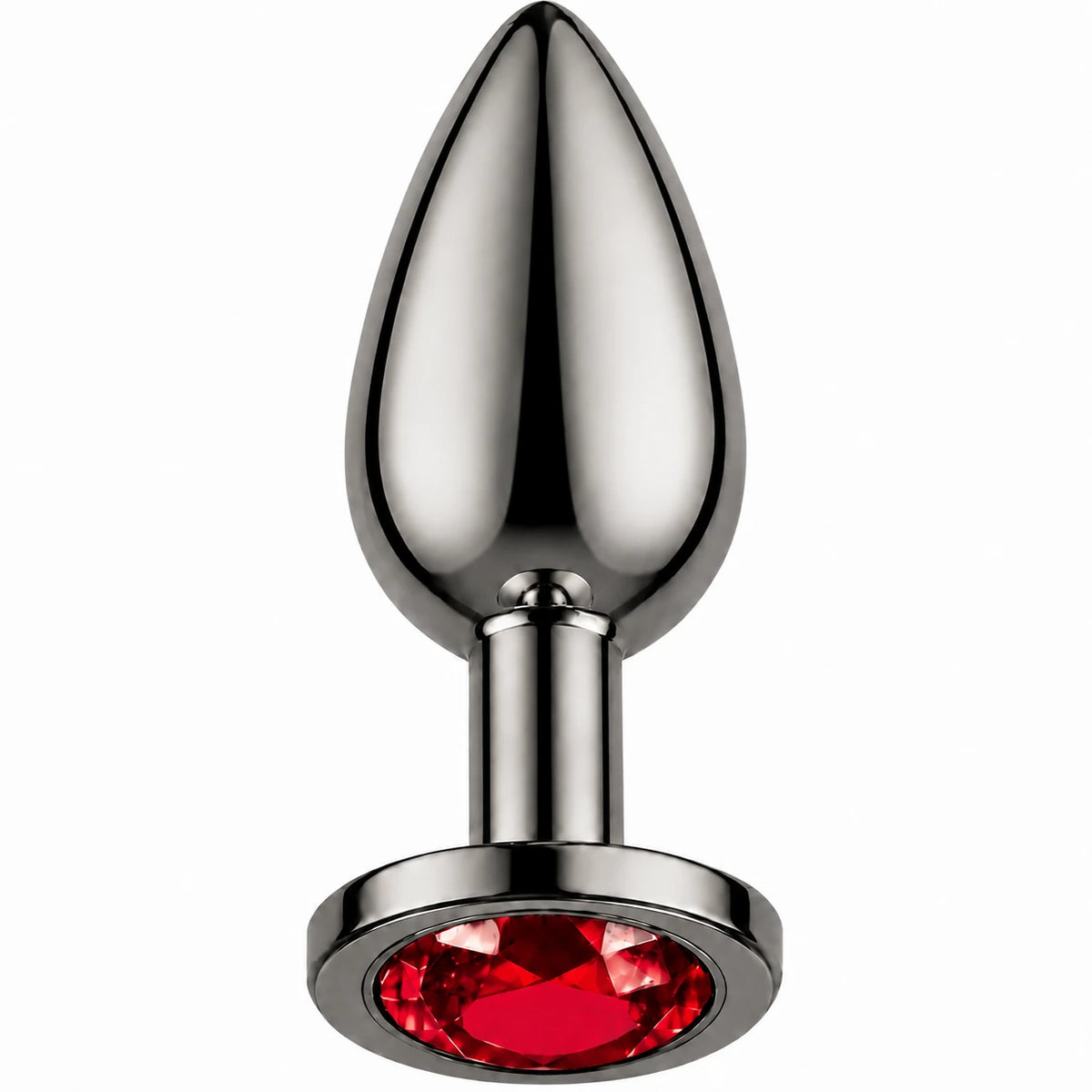 Frowzer Anal Fantasy Gri Metal Kırmızı Taşlı Lüks Çelik Anal Plug – Medium