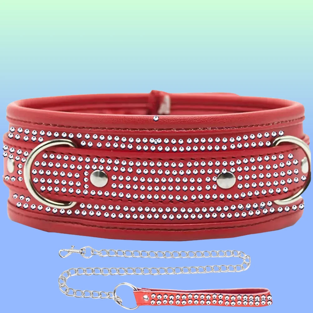 Frowzer Fetish Fantasy Series Diamond Collar Taşlı Fetiş Tasma-Kırmızıer