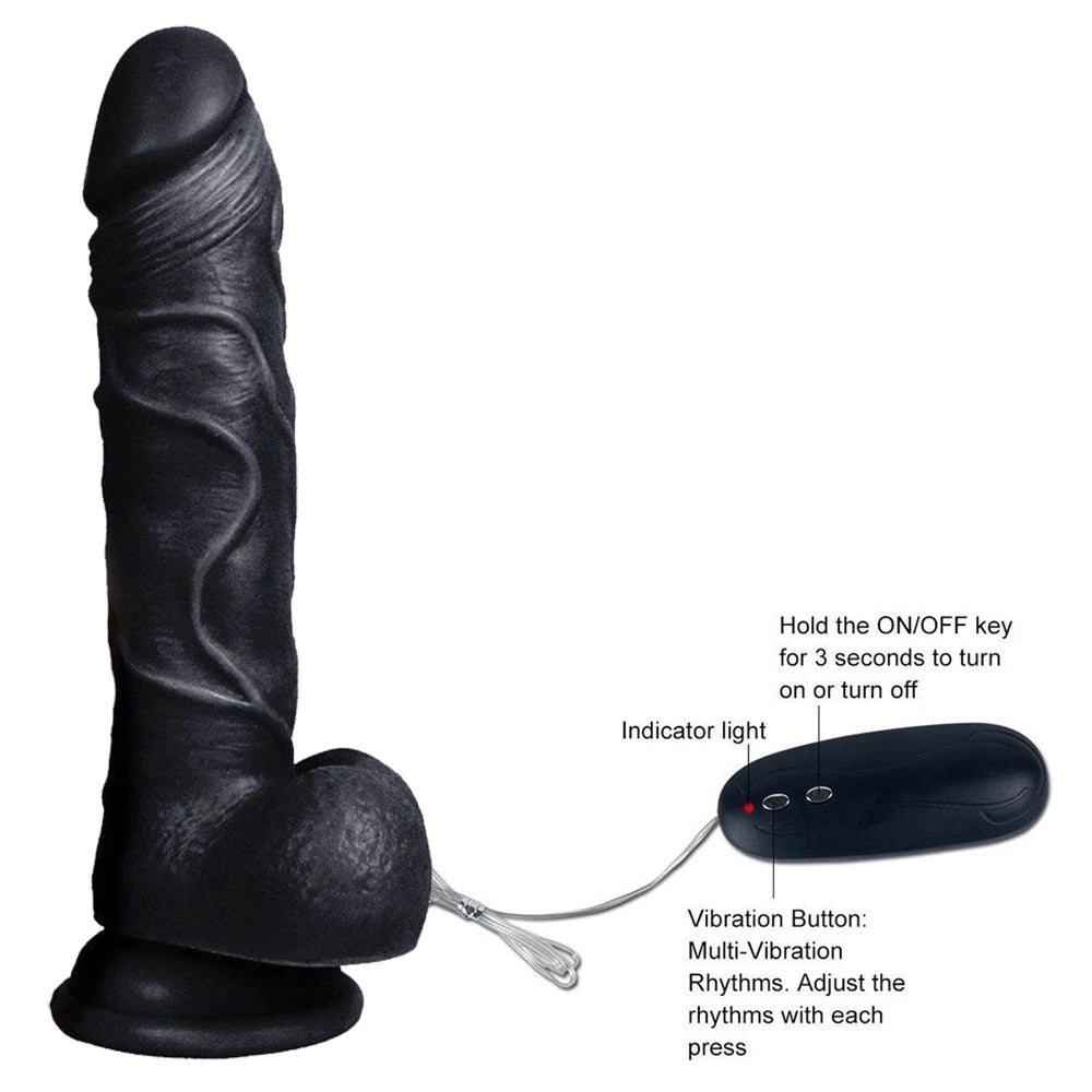 Xise Dildo Series Beat Strapon 19 cm Kemerli Titreşimli Realistik Penis-Black