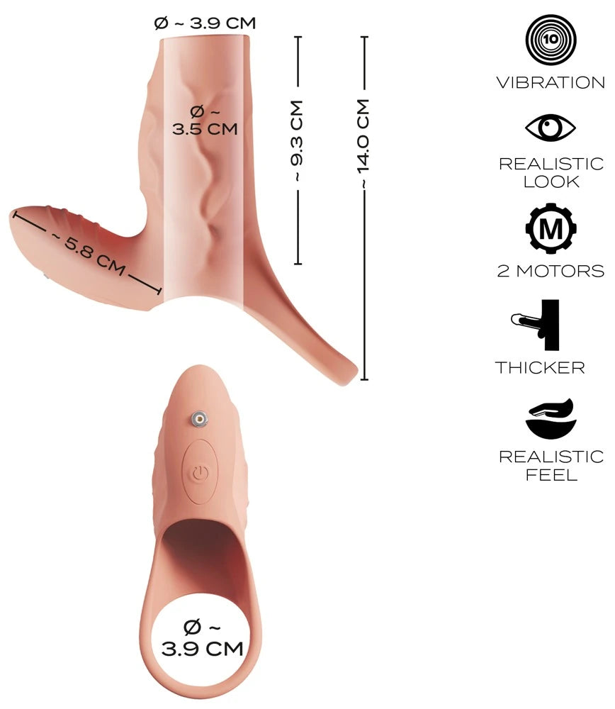 Frowzer Realistixxx RealSleeve Clit Titreşimli ve Testis Halkalı Penis Kılıfı