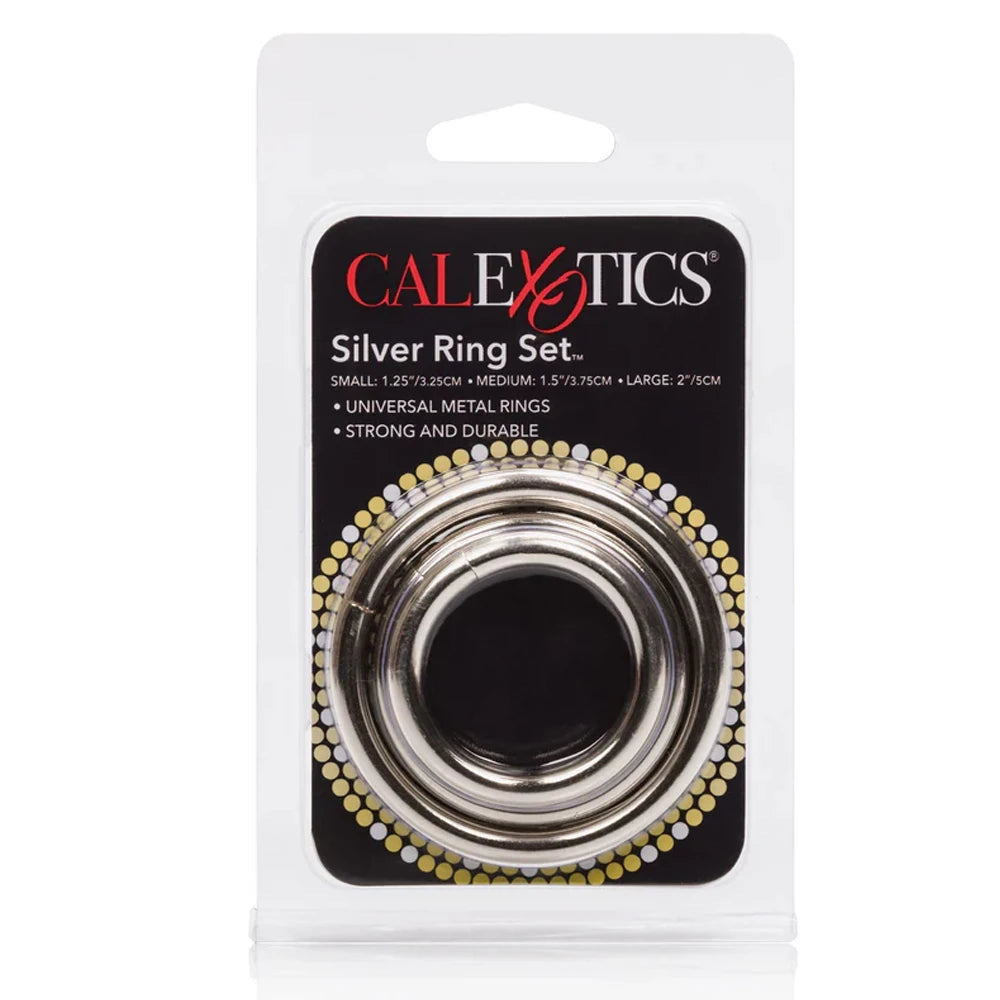 Calexotics Silver Ring 3 Piece Set Metal Penis Halkası Seti