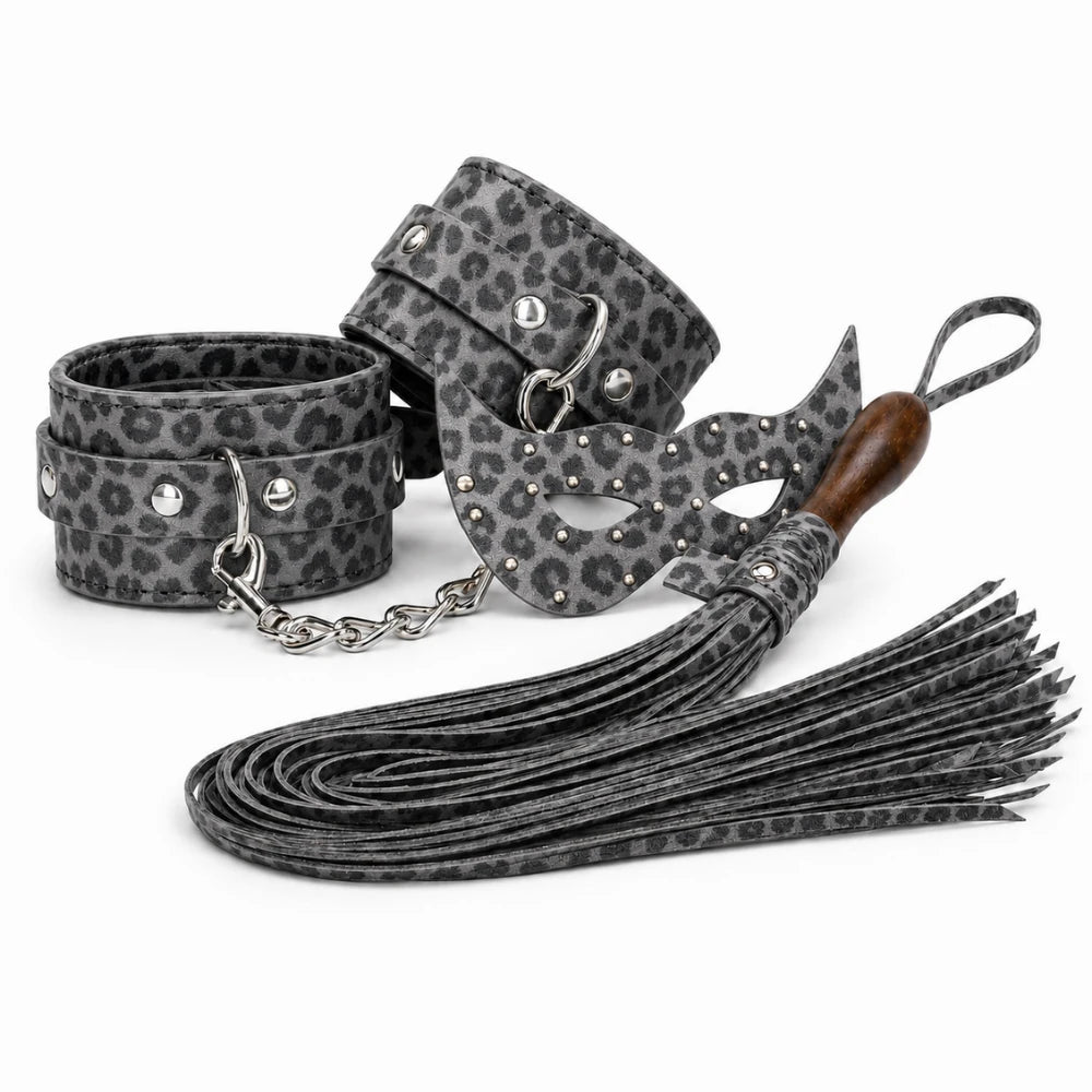 Frowzer Fetish Love Game Maske Kırbaç Kelepçe 3'lü Set-Leopar