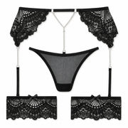 Frowzer Fantasy Wear Luxury Lingerie Jartiyer Set-Siyah