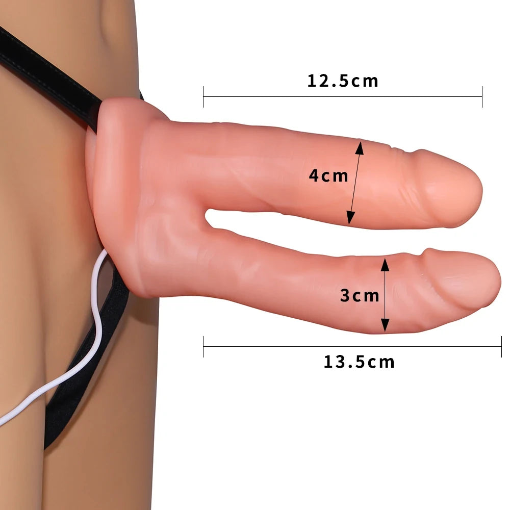 Lovetoy Vibrating Unisex Hollow Strap On Belden Bağlamalı Çift Taraflı Penis LV3006