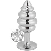 Frowzer Silver Large Beyaz Taşlı Boğumlu Anal Metal Plug