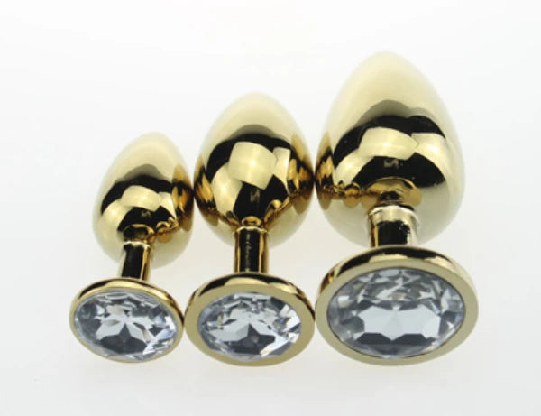 Frowzer Gold Medium Beyaz Kristal Taşlı Metal Anal Plug