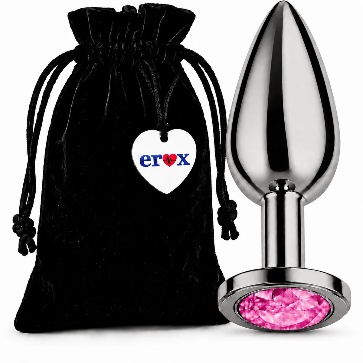 Frowzer Anal Fantasy Gri Metal Pembe Taşlı Lüks Çelik Anal Plug – Small