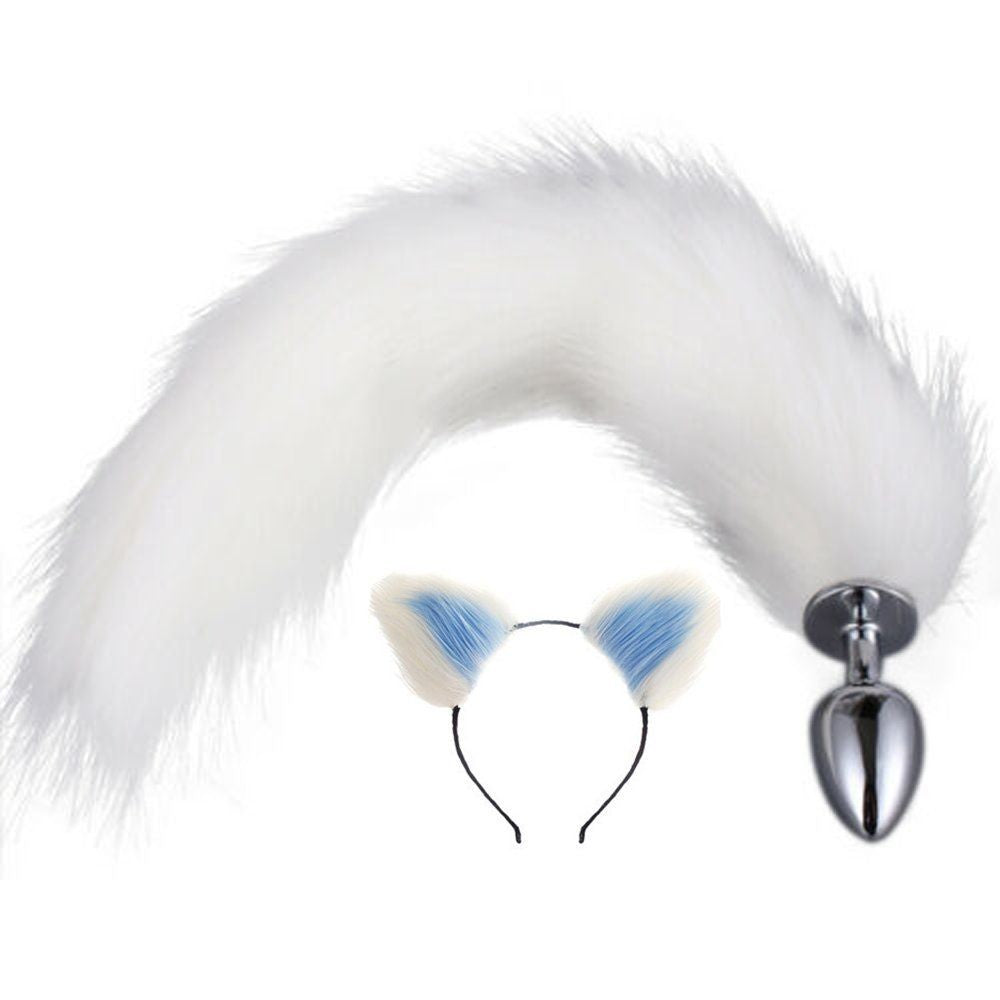 Erox Tail Kuyruklu Mavi Taçlı Orta Boy Metal Anal Plug