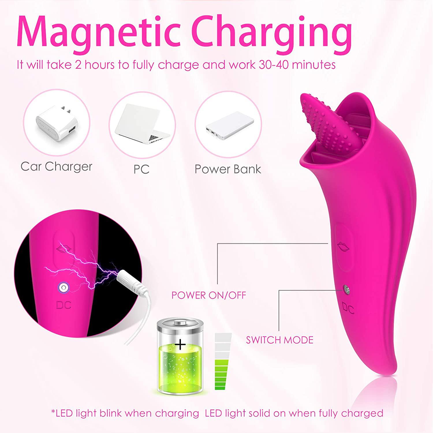 USB Şarjlı Licking Klitoris Uyarıcı Vibratör Pembe IPX5 Suya Dayanıklı