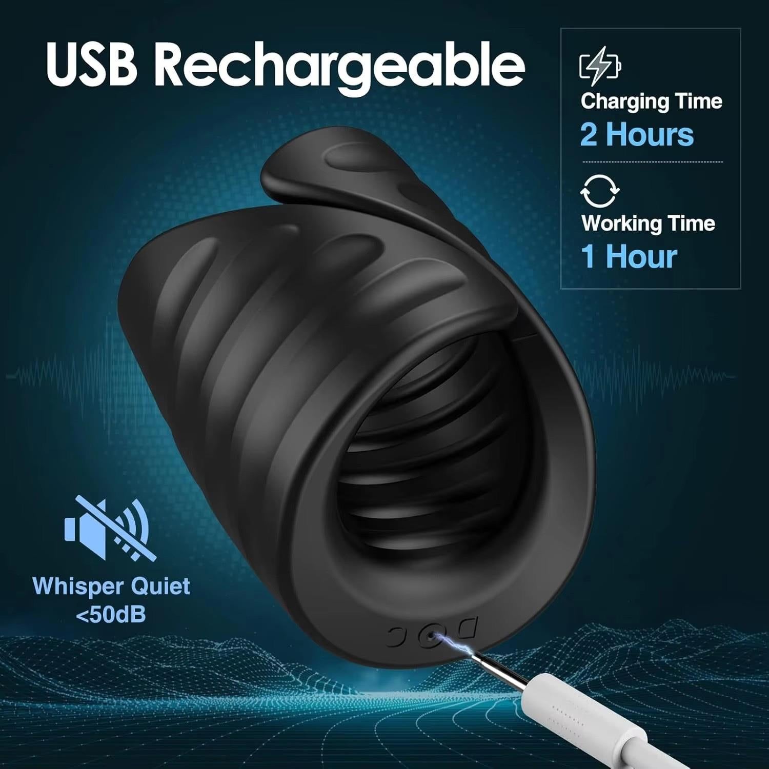 Frowzer Yivli Glans Trainer Titreşimli Telefon Kontrollü 9 Mod USB Şarjlı Mastürbatör