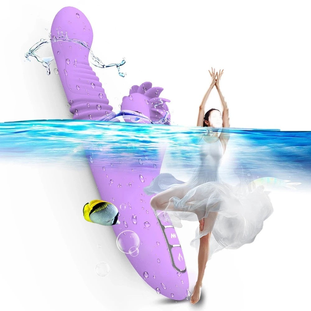 Dibe Haloy Vella Thrusting İleri Geri Hareketli Rabbit Stimulatör Vibratör Pink